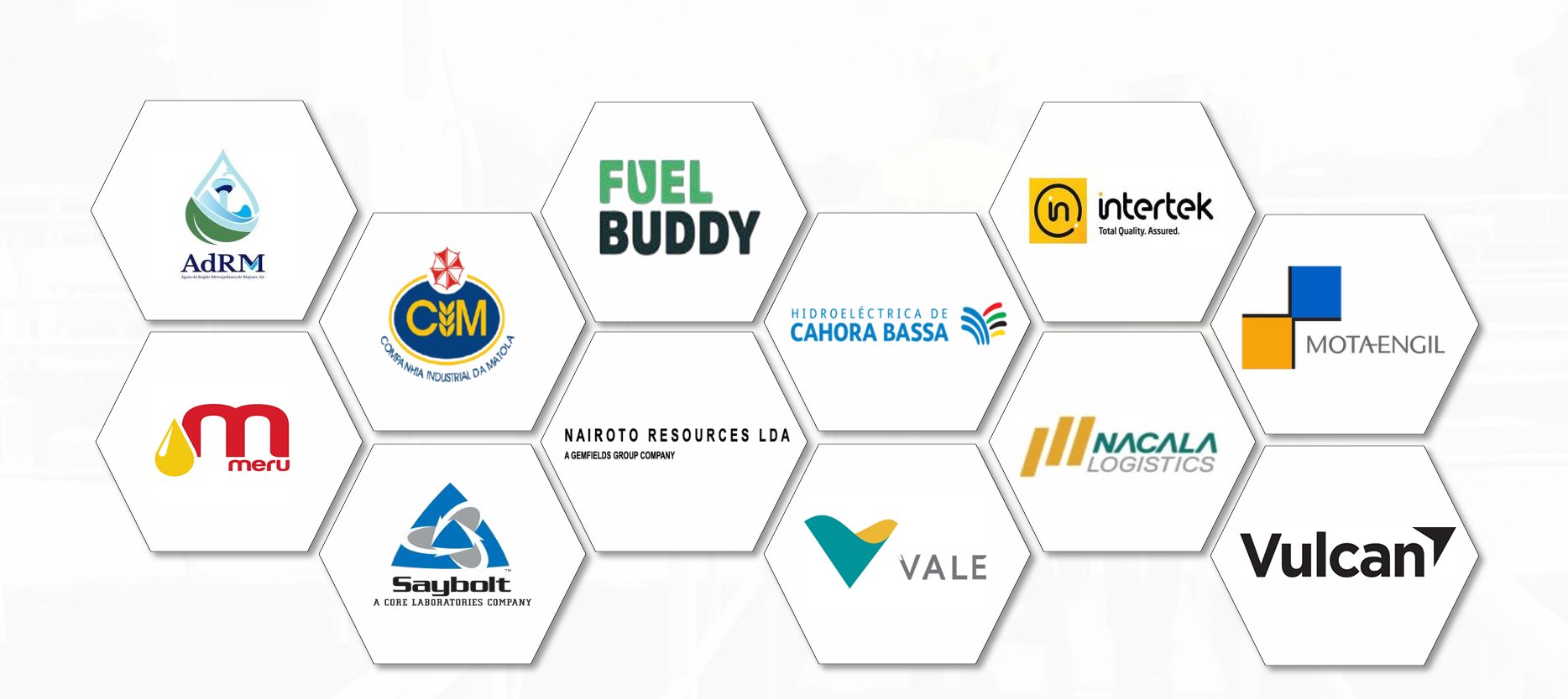 Logotipos de parceiros e clientes da MBFS Commodities
